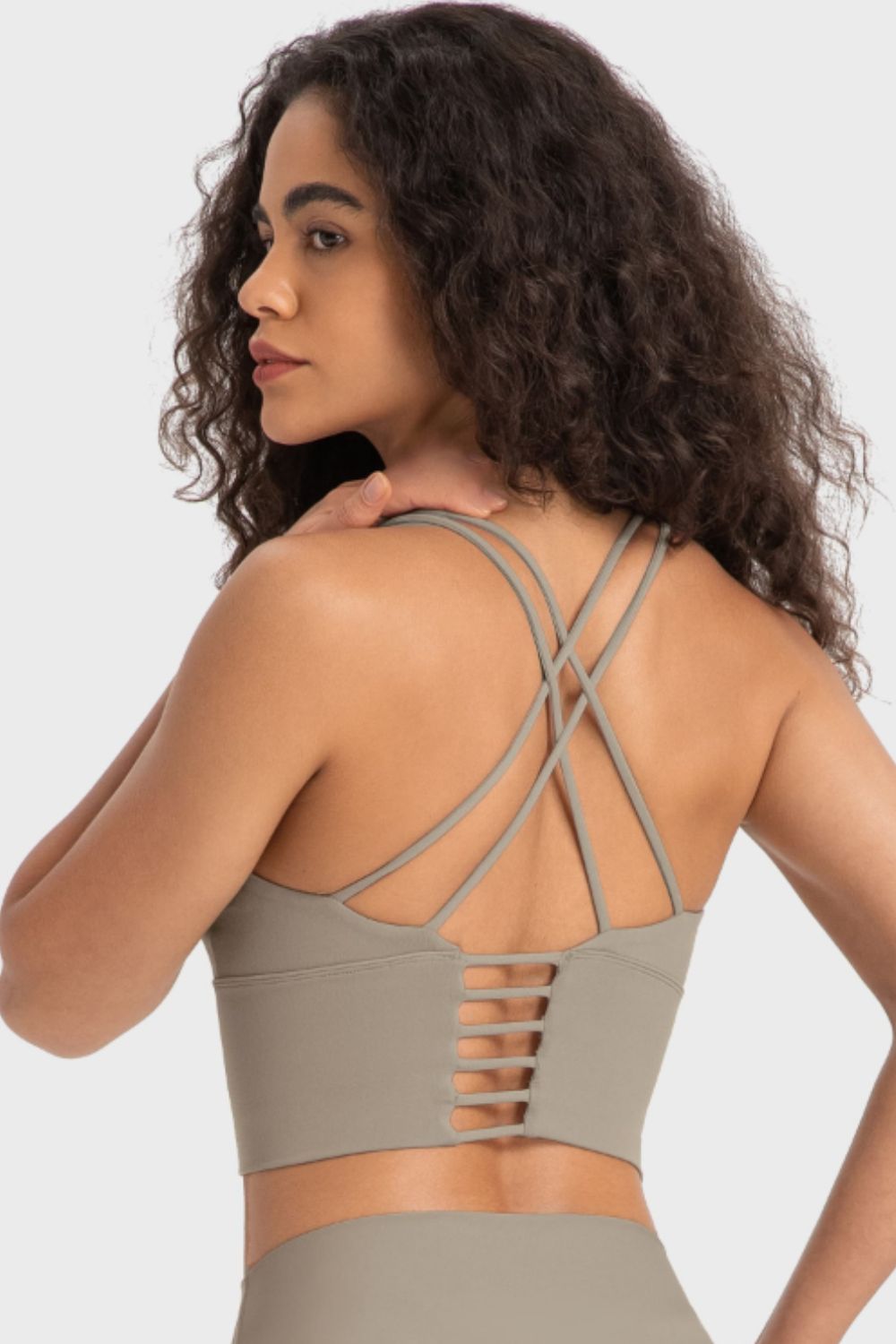 Sporty Yoga Cutout Crisscross Top with Removable Padding - cas7m