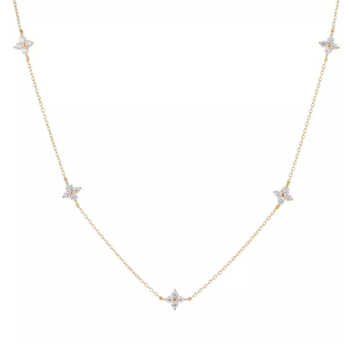 925 Sterling Silver Clover Charm Necklace - cas7m