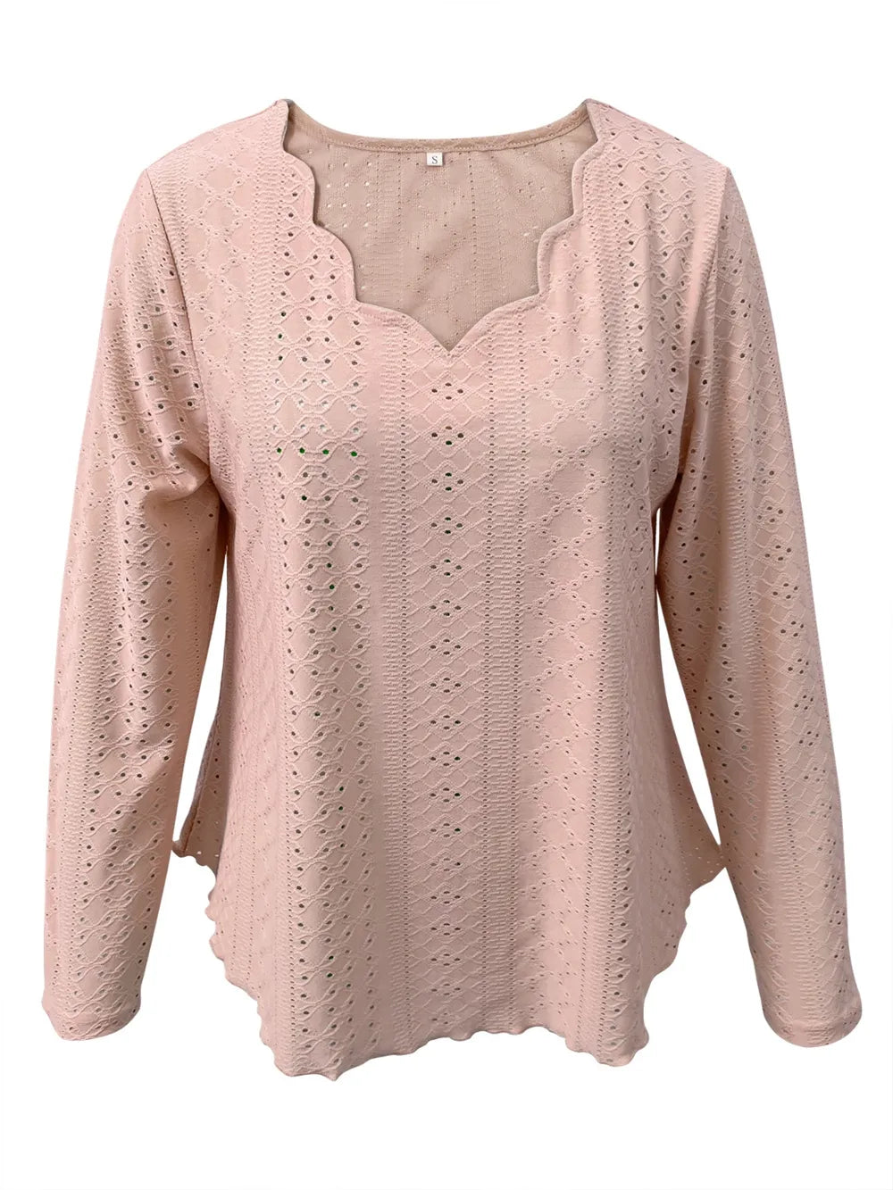 Eyelet Long Sleeve Blouse - cas7m