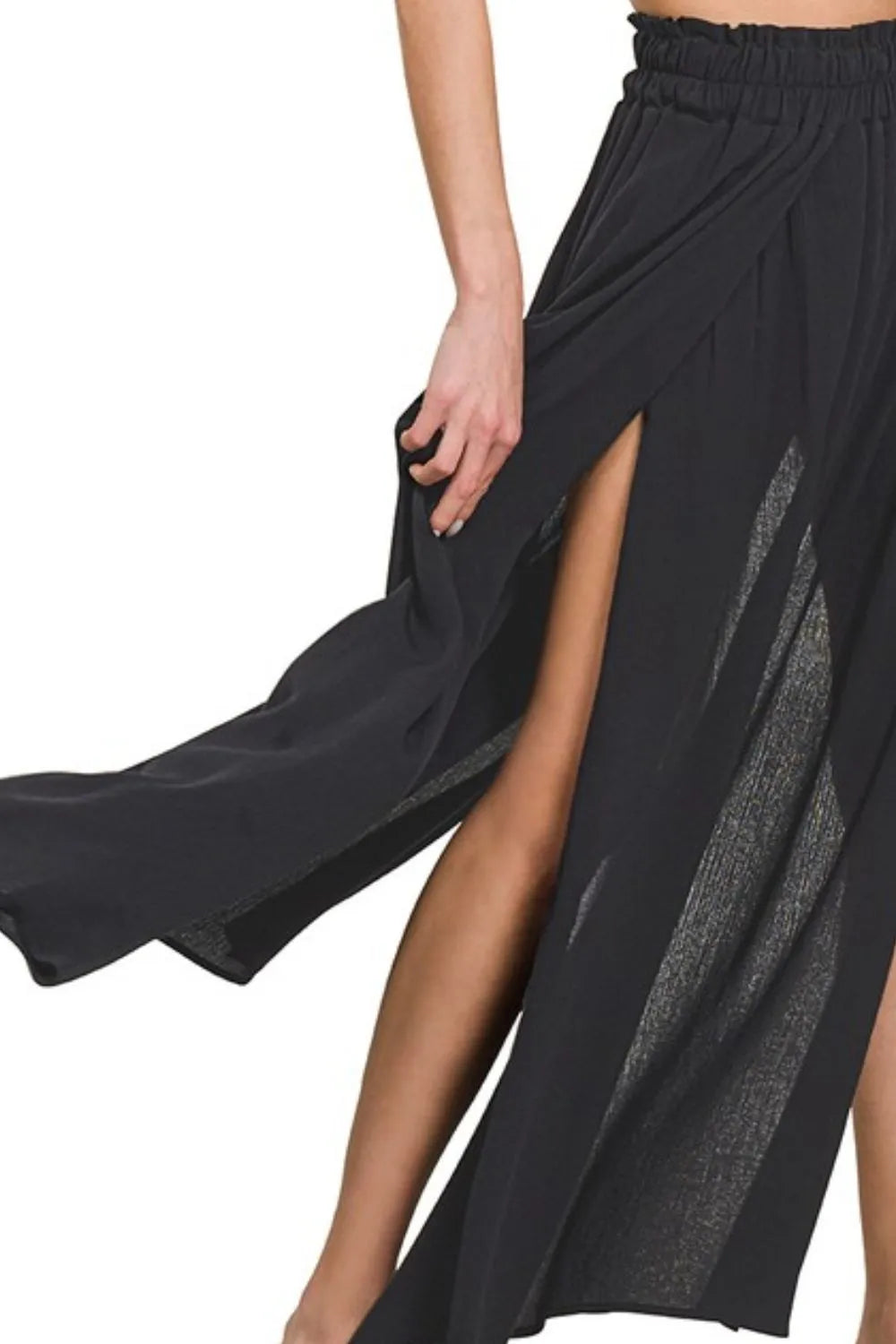 Zenana Woven Crinkle Gauze Long Skirts - cas7m