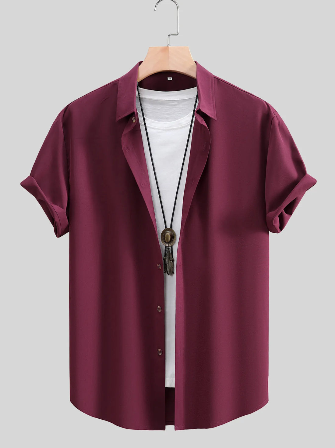 Men's Casual Solid Color Short Sleeve Shirt - cas7m