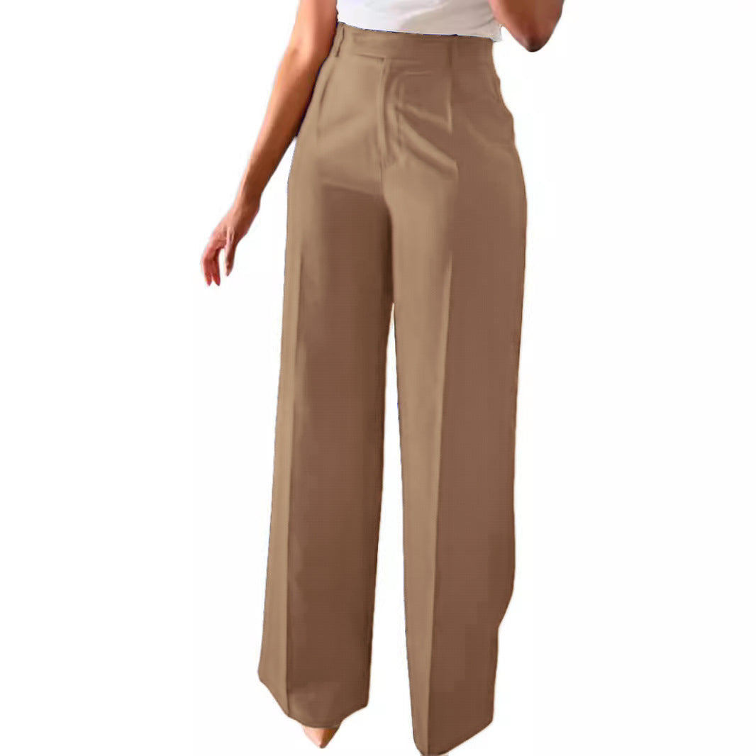 Women's High Waist Straight-leg Wide-leg Pants - cas7m