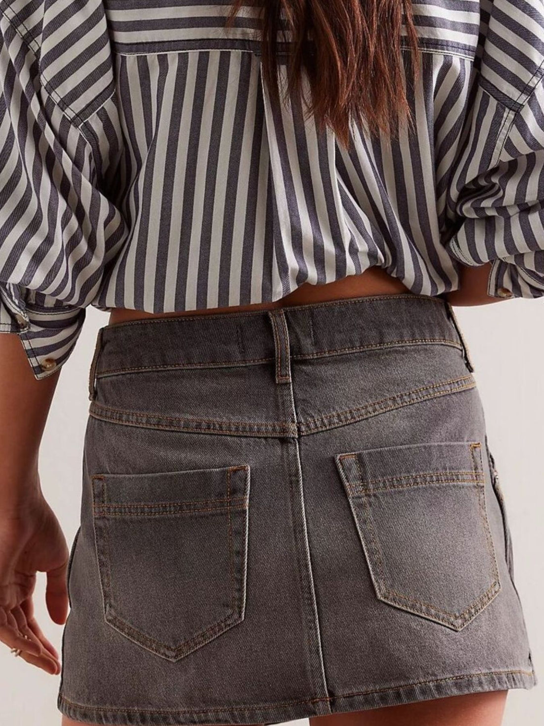 Asymmetrical Button-Front Denim Skort - cas7m