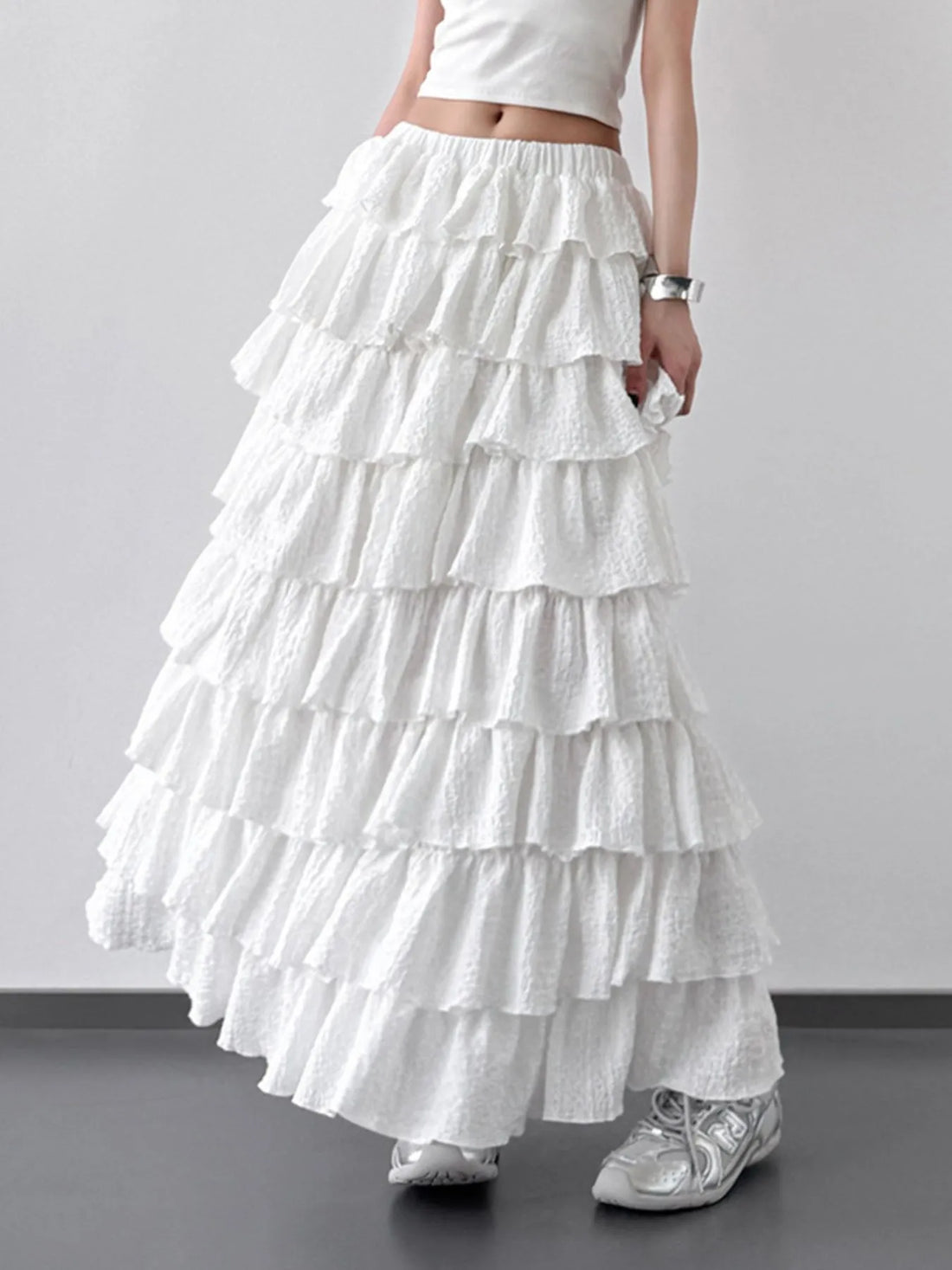 Ruffle Layered Maxi Skirt - cas7m