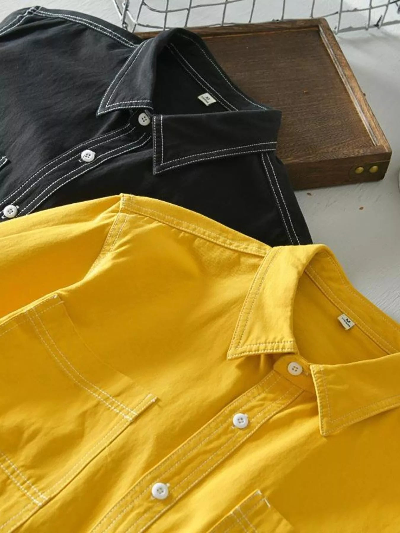 Men's Plus Size Button Up Long Sleeve Shirt - cas7m