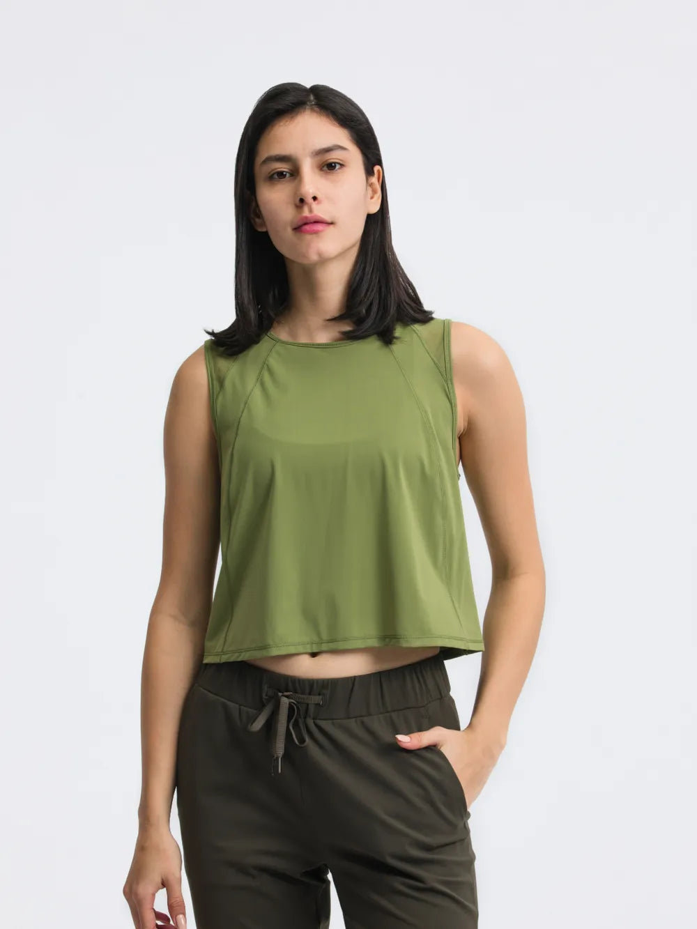 Millennia Round Neck Cropped Active Tank - cas7m