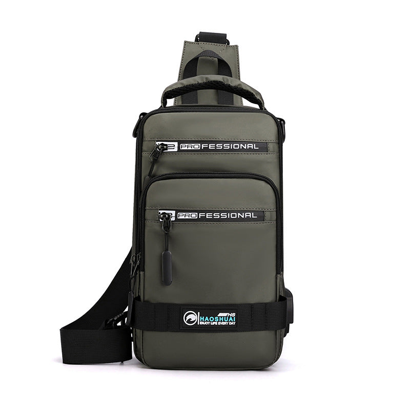 Multifunction Bags For Men Nylon Backpack Crossbody Shoulder Bag With USB Charging Port Chest Bags Pack - cas7m