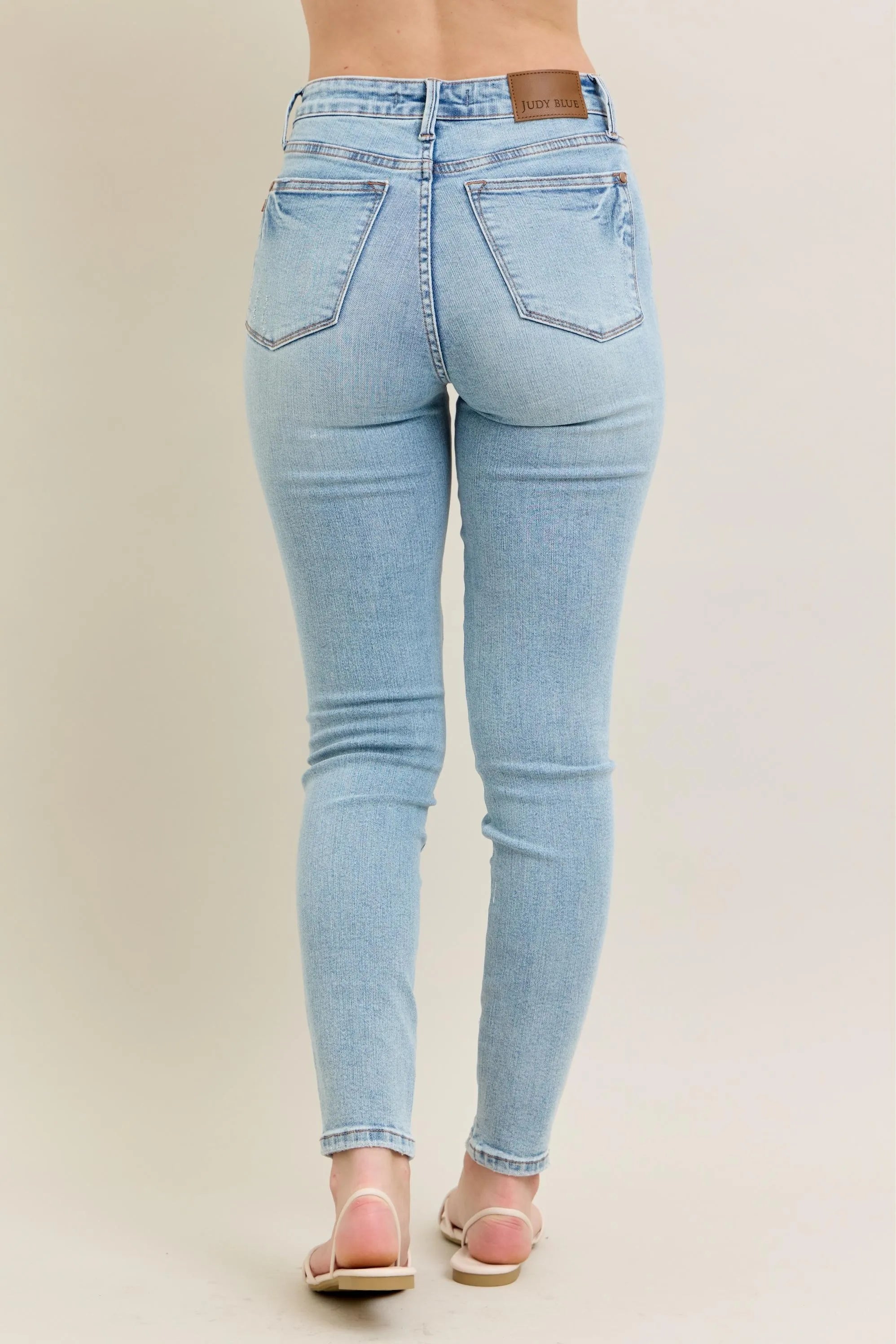 Judy Blue Full Size Mr Tummy Control Vintage Wash Skinny Jeans Plus Size - cas7m