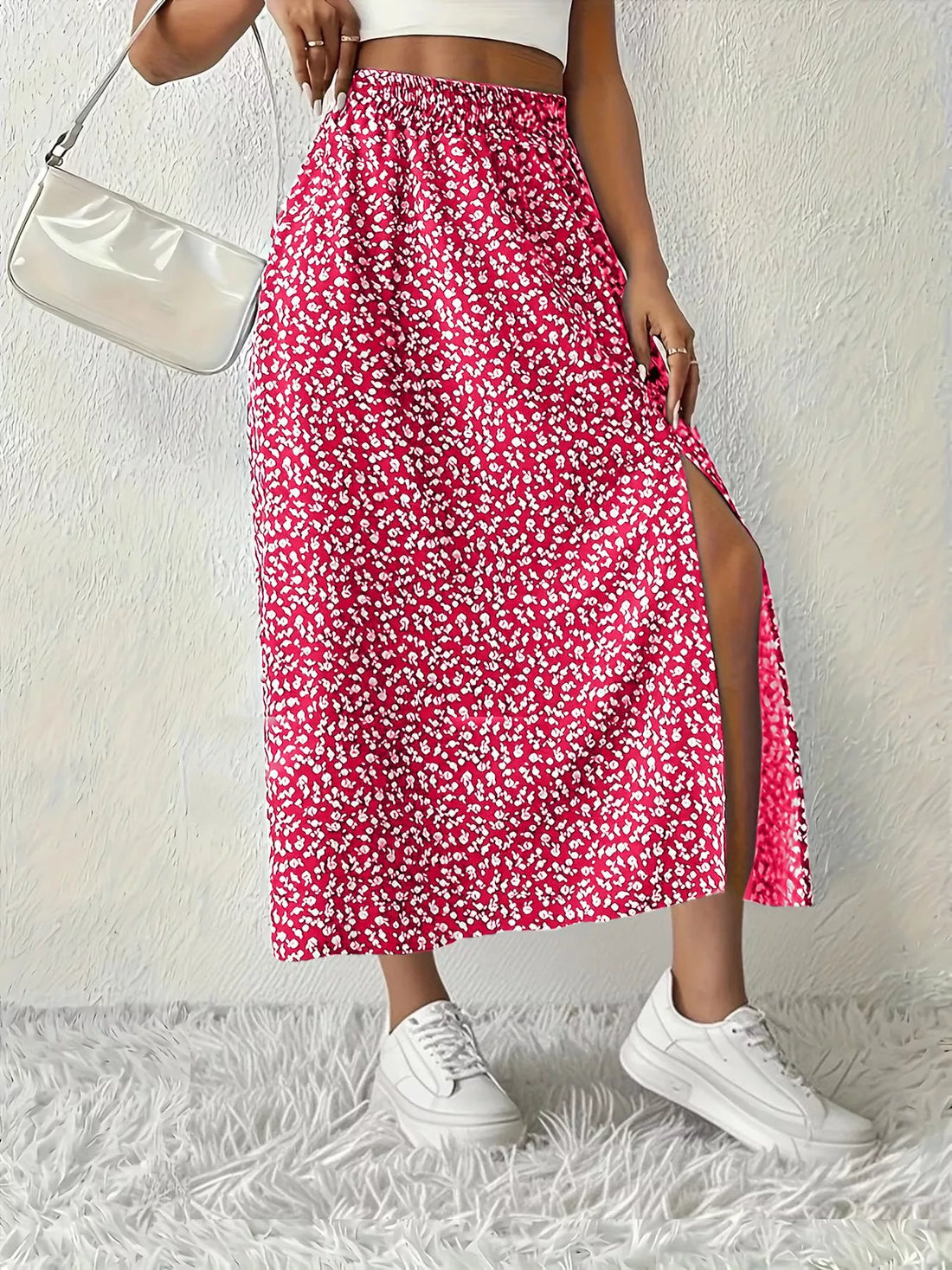 Slit Printed Skirt - cas7m