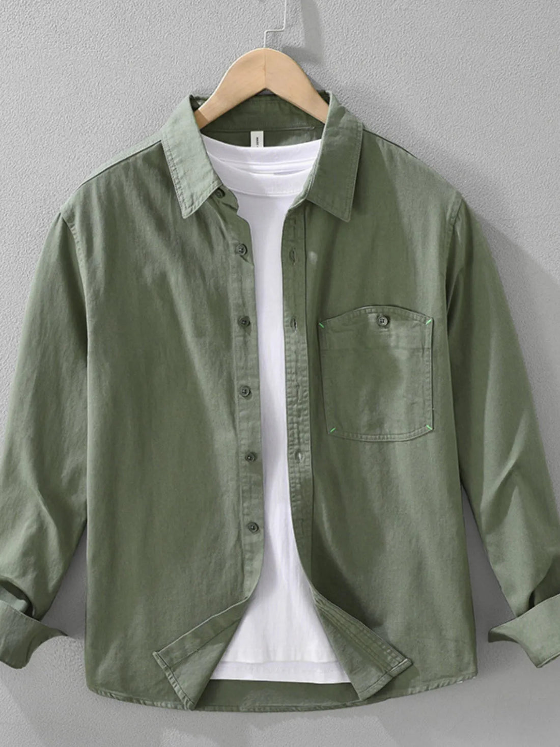 Men's Plus Size Button Up Long Sleeve Shirt - cas7m