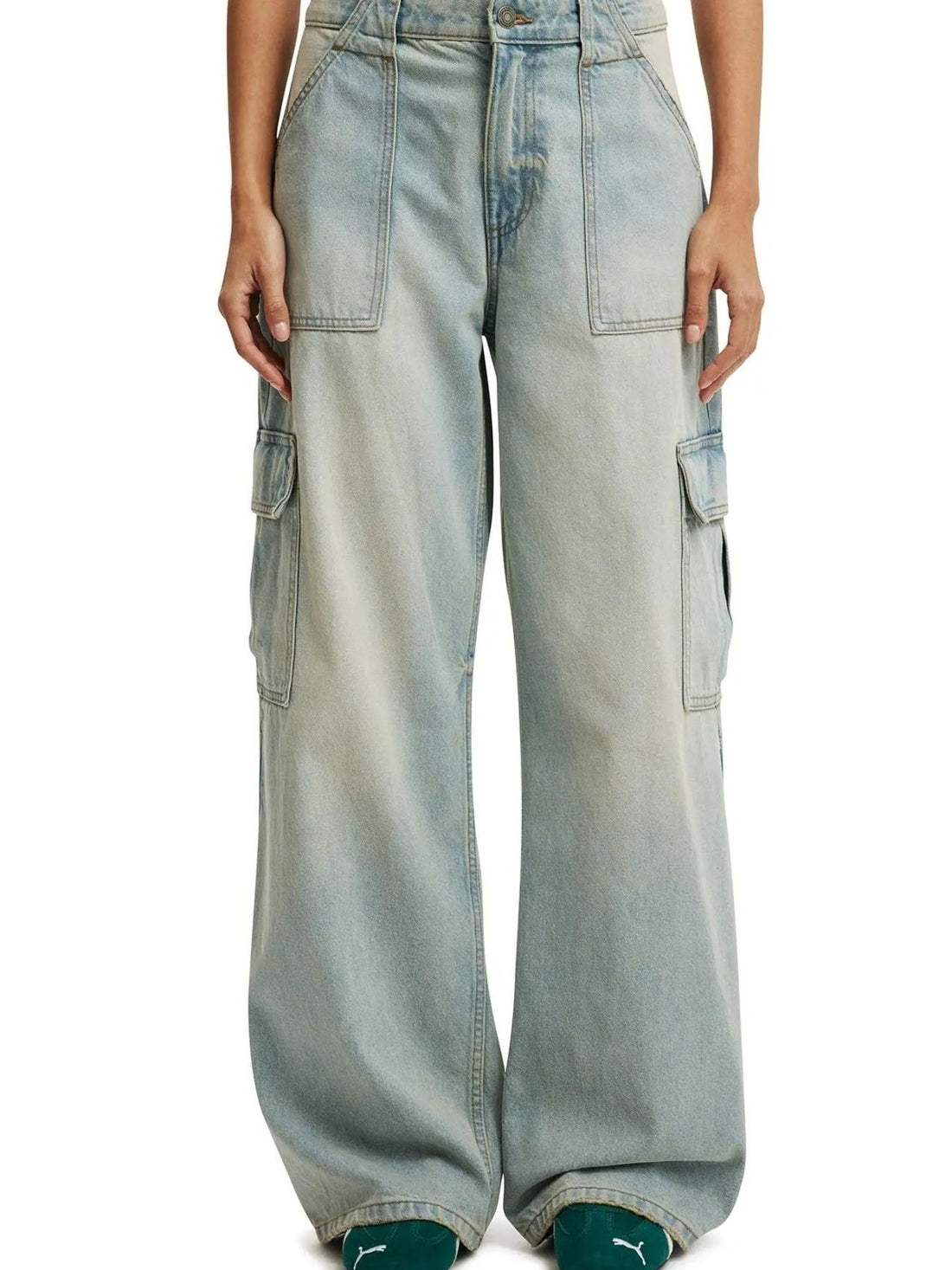 Wide Leg Cargo Jeans - cas7m