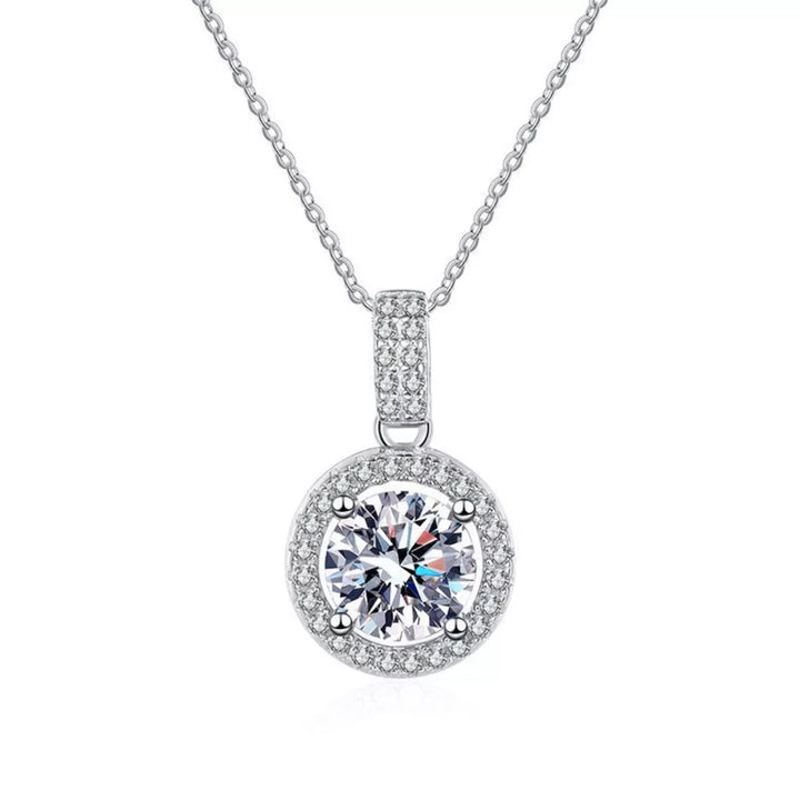 1 Carat Moissanite 925 Sterling Silver Pendant Necklace - cas7m