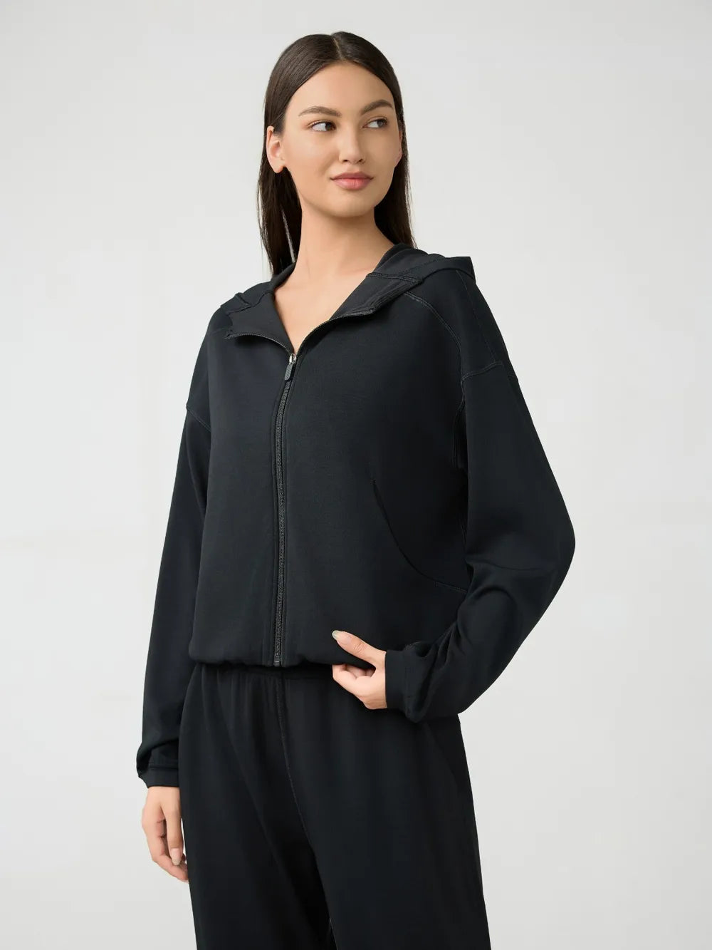 Millennia Zip Up Dropped Shouder Active Hooded - cas7m