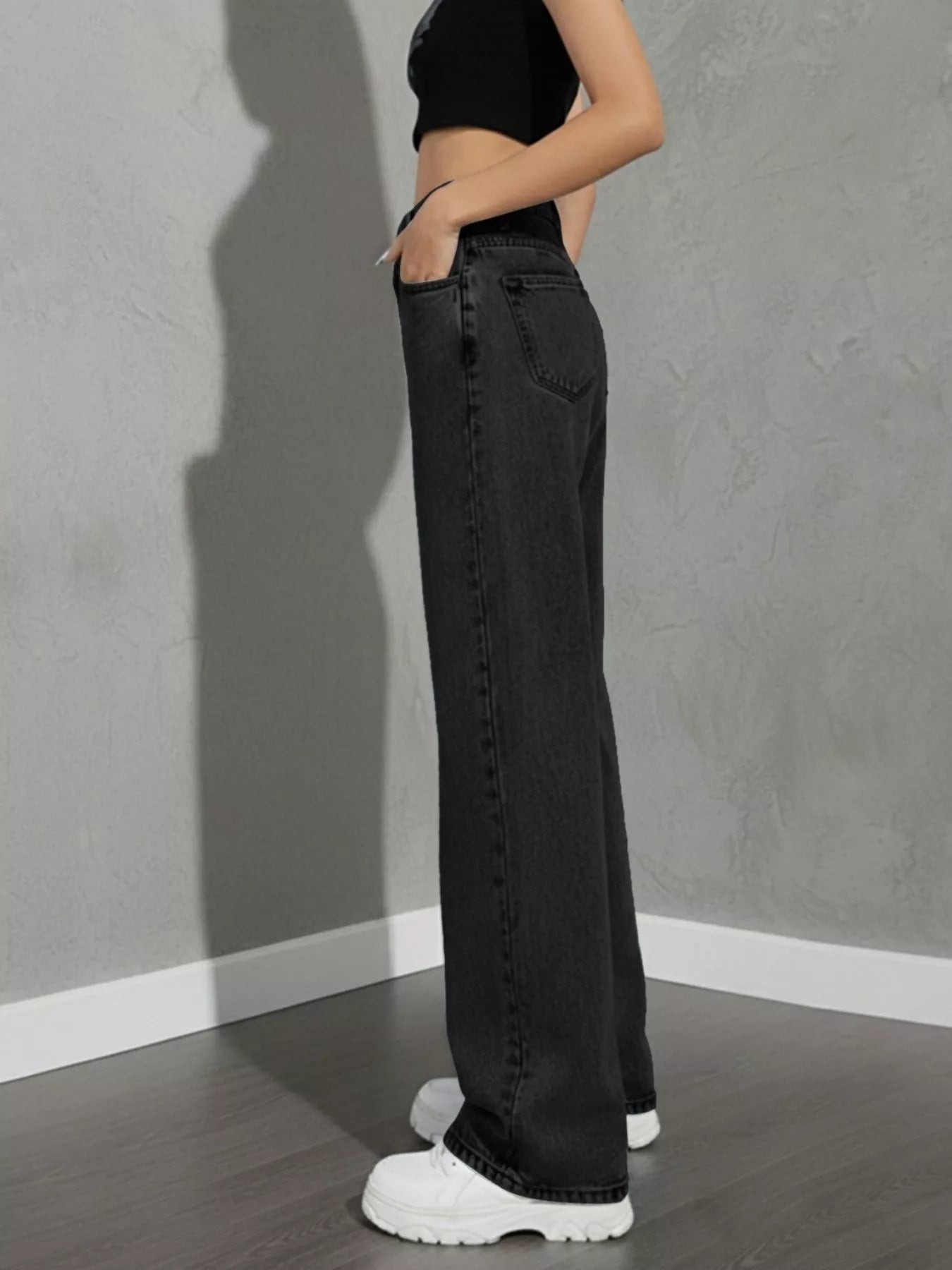 High Waist Wide Leg Jeans - cas7m