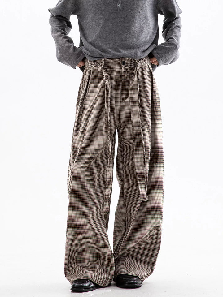 Men's Plaid Wide Leg Pants - cas7m