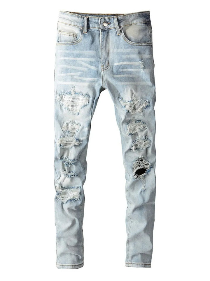 Men's Distressed Jeans with Pockets - cas7m