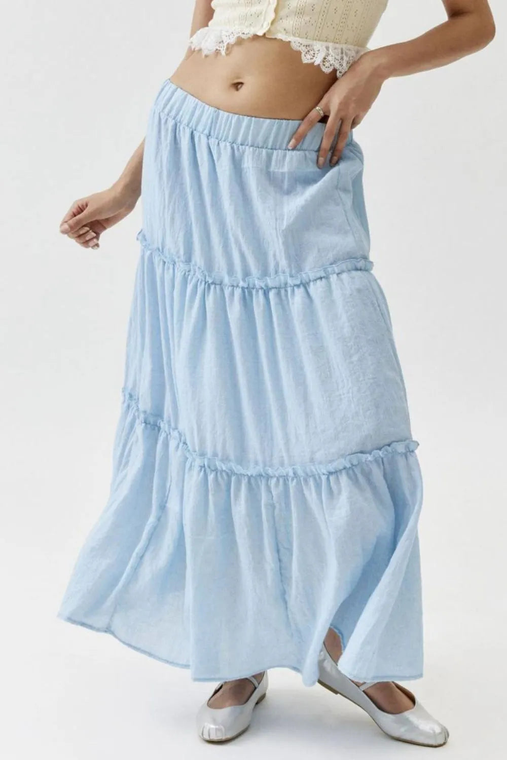 Frill Elastic Waist Skirt - cas7m
