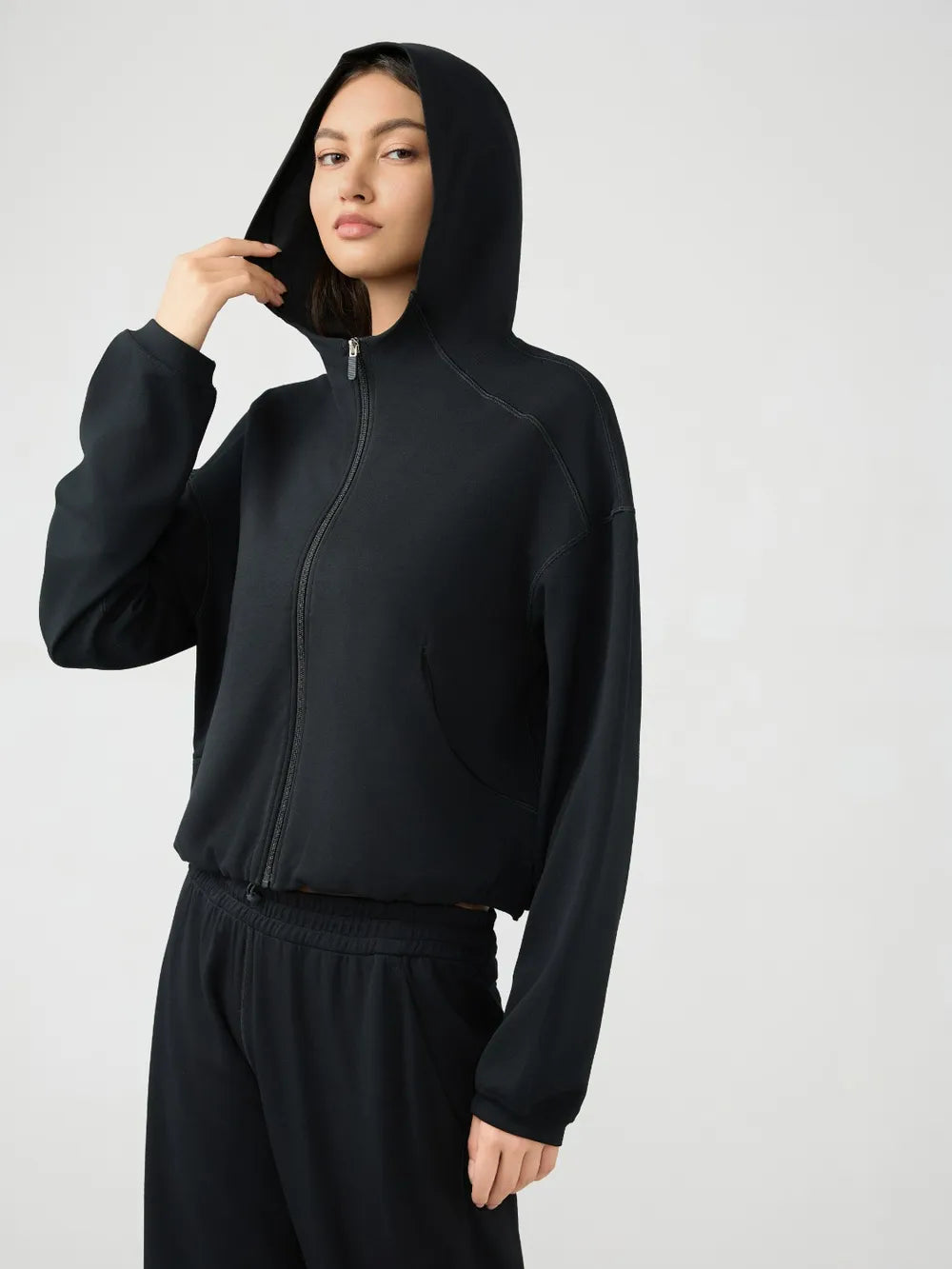 Millennia Zip Up Dropped Shouder Active Hooded - cas7m