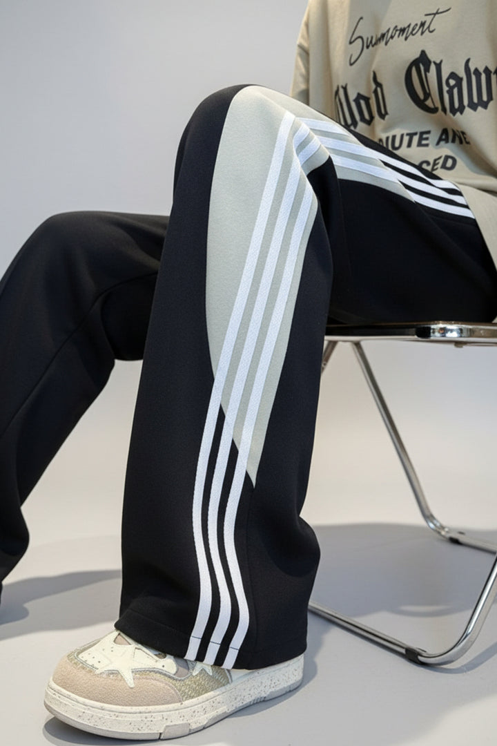 Men's Plus Size Striped Wide Leg Casual Pants - cas7m