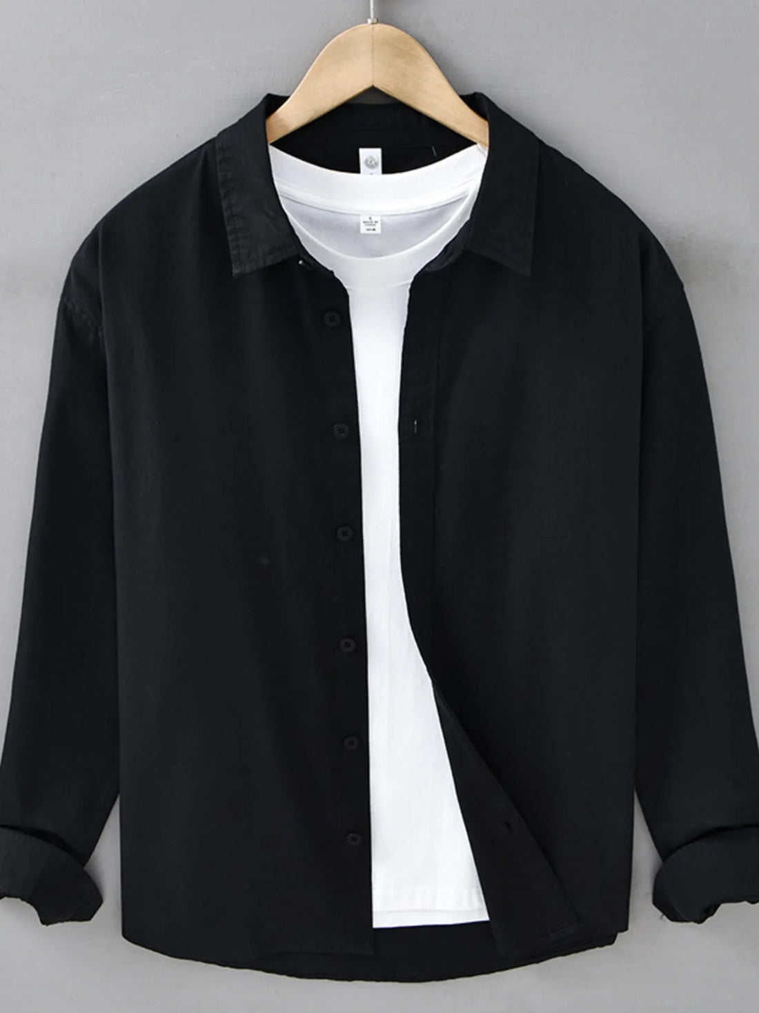 Men's Plus Size Button Up Long Sleeve Shirt - cas7m