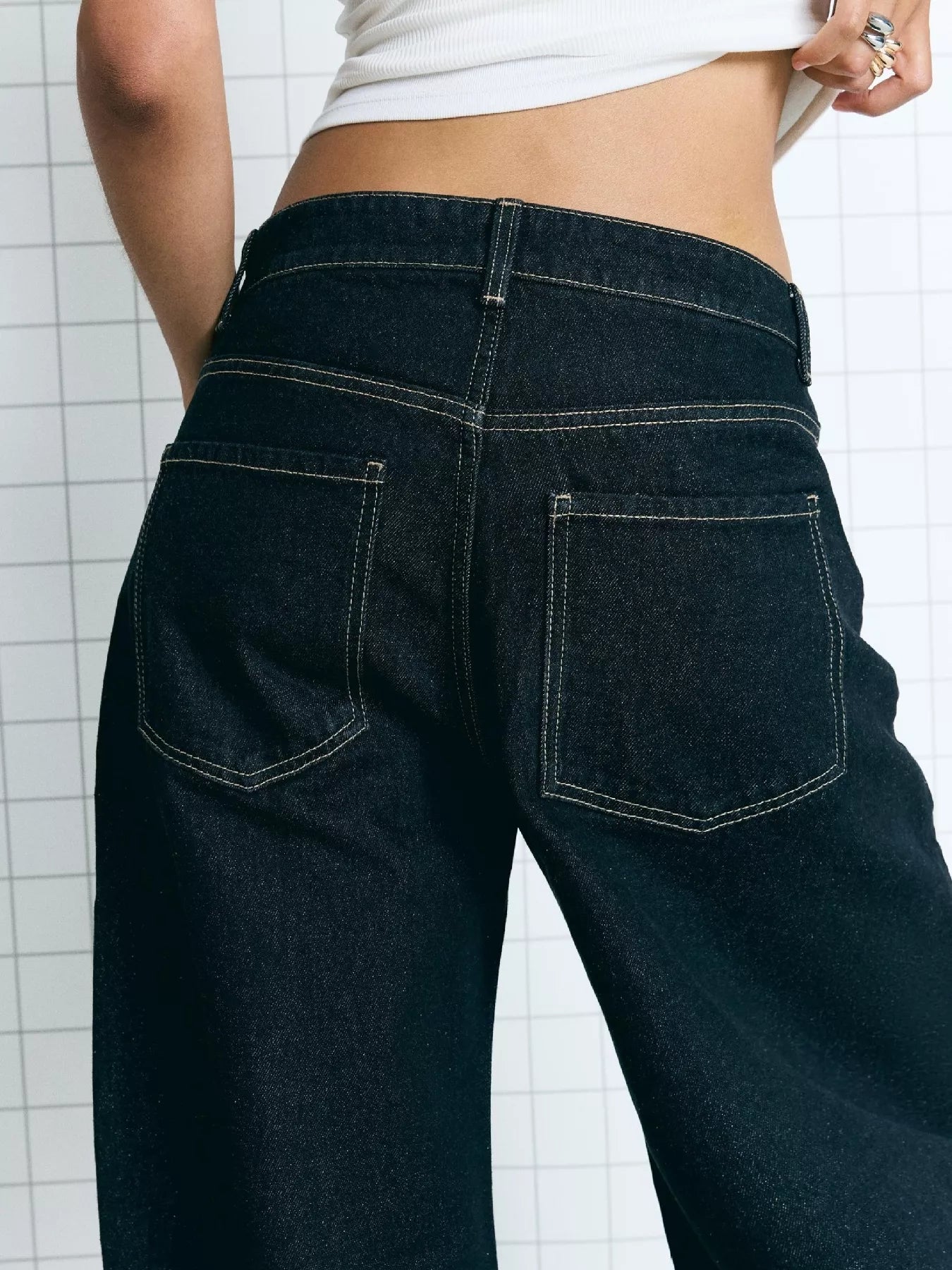 Wide Leg Washed Jeans - cas7m