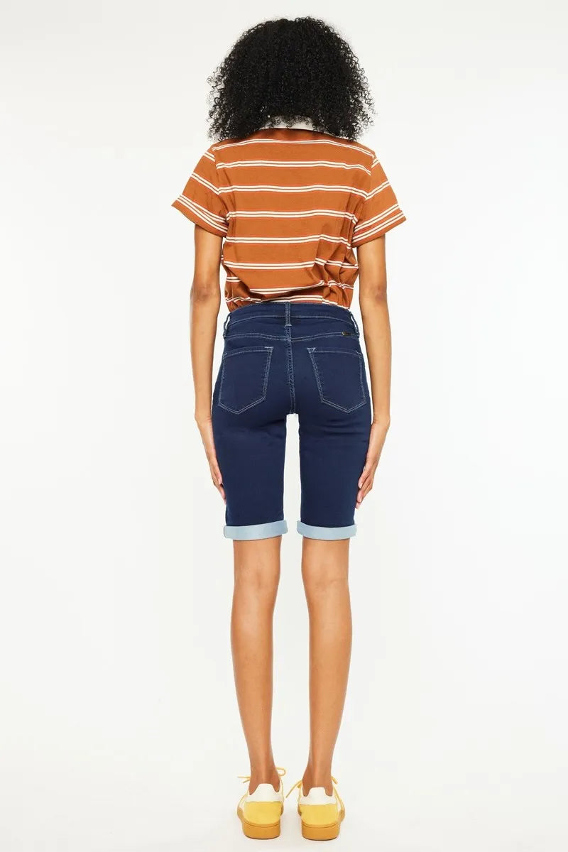 Kancan Mid Rise Bermuda Denim Shorts - cas7m