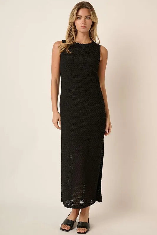 Mittoshop Side Slit Round Neck Sleeveless Dress - cas7m