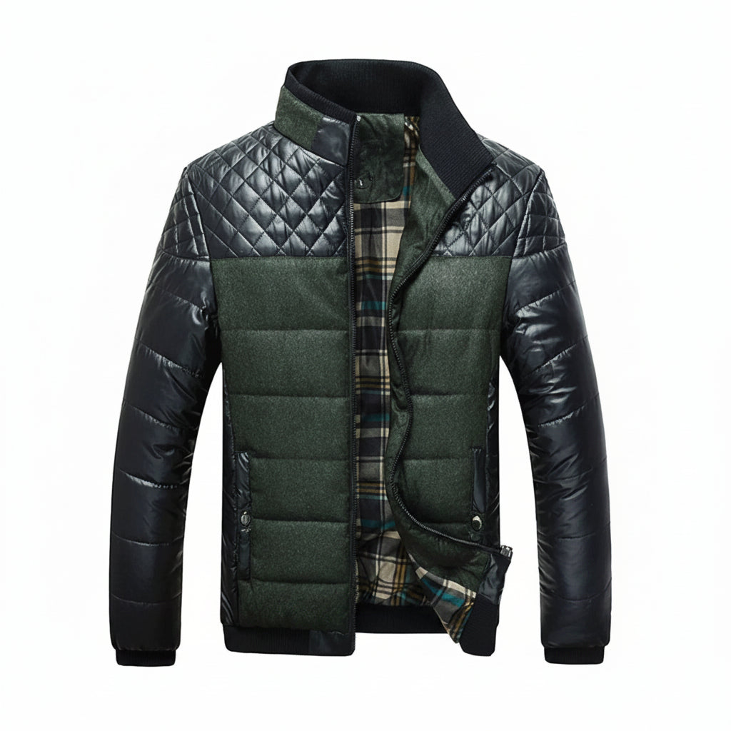 Men's Plus Size Zip Up Puffer Jacket - cas7m