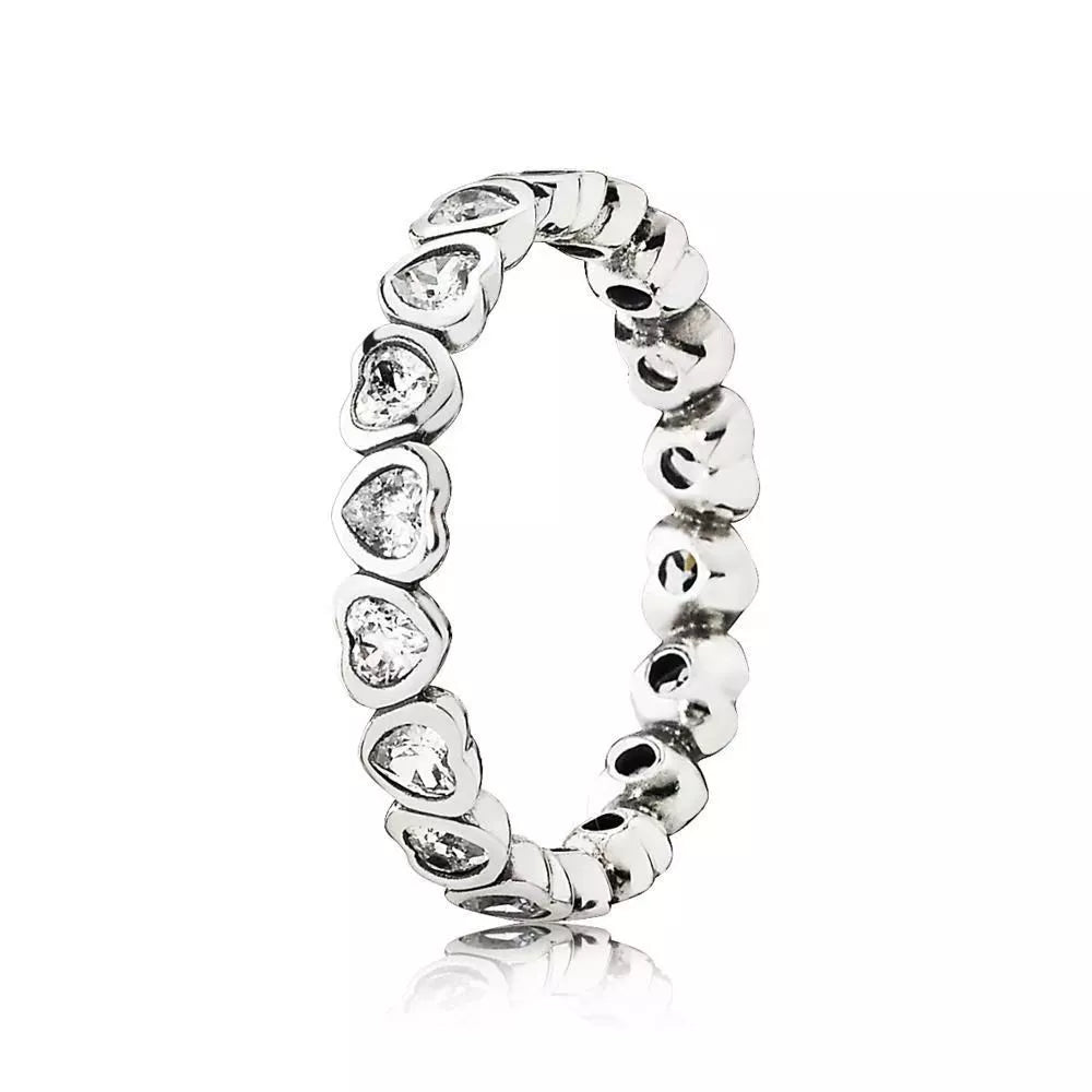 925 Sterling Silver Zircon Heart Ring - cas7m