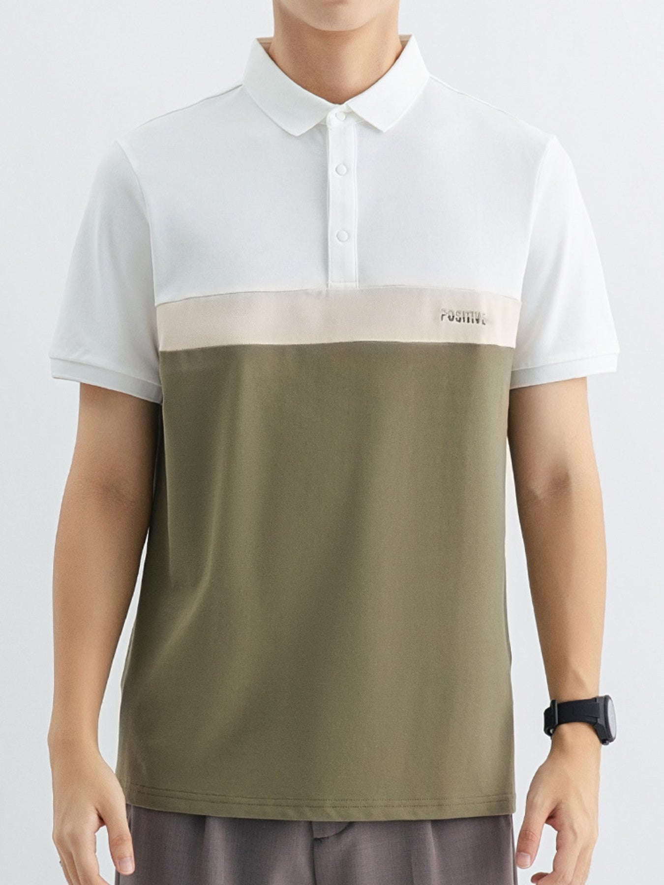 Men's Plus Size Color Block Short Sleeve Casual Polo - cas7m