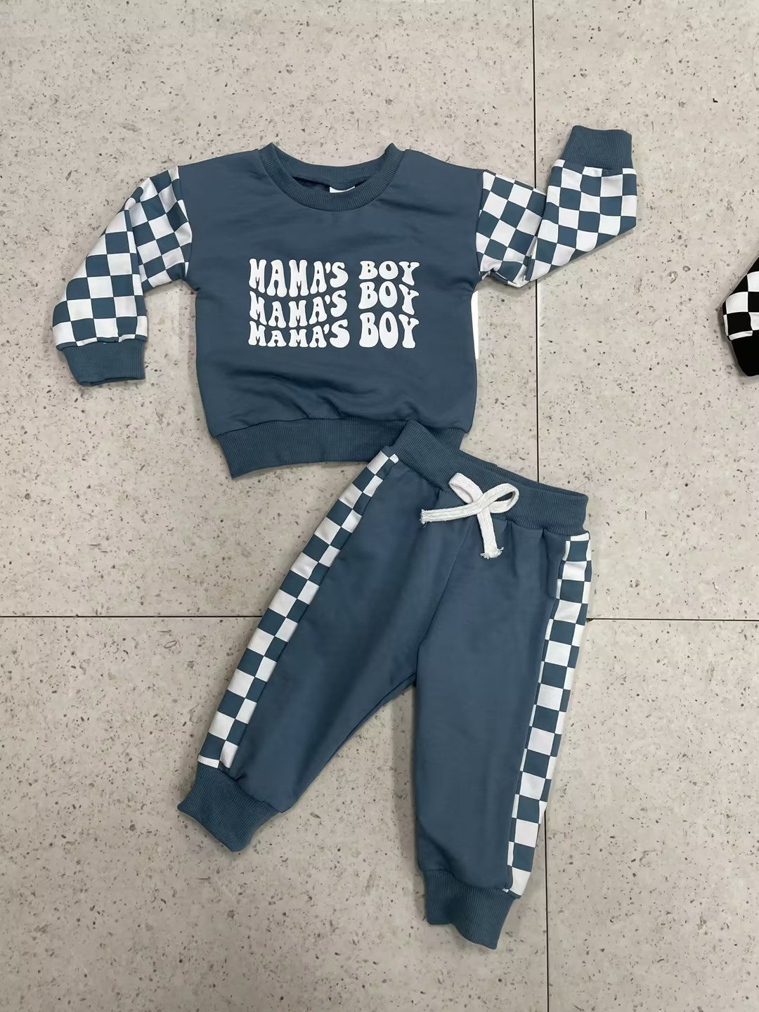 Children Plaid Printed Long-sleeve Sweater Set - cas7m