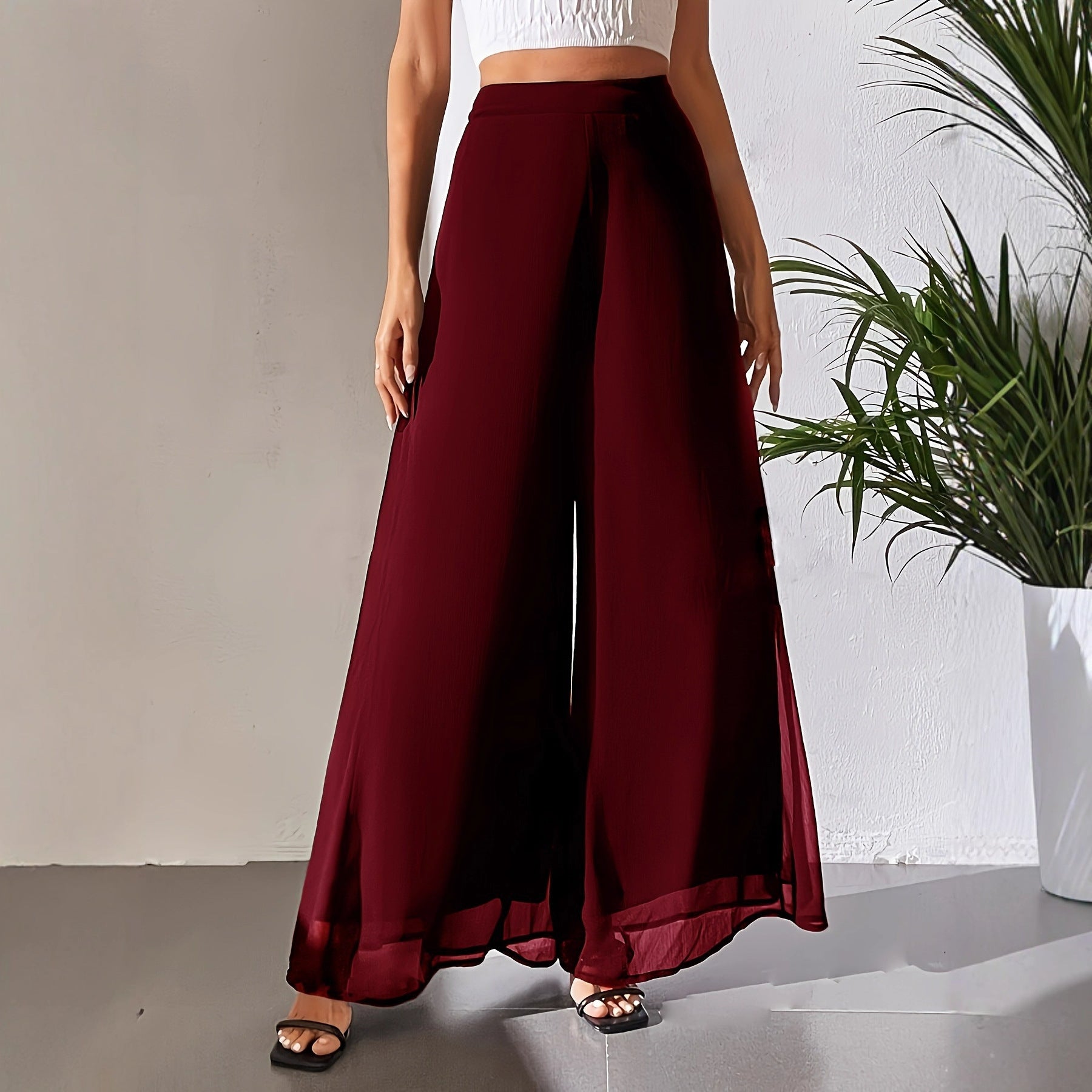 Casual Chiffon Wide-leg Pants Loose Trousers - cas7m