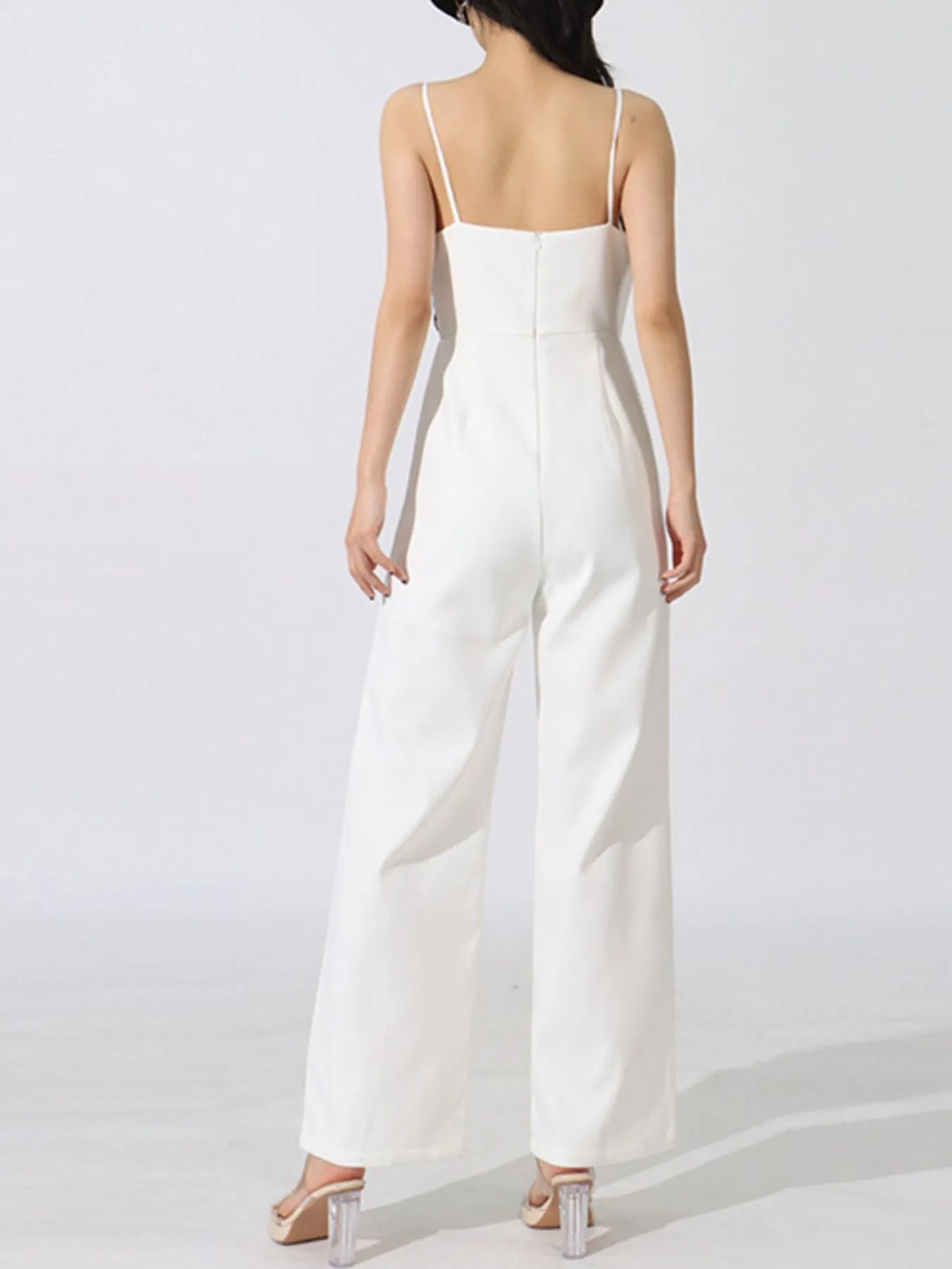 Contrast Sleeveless Wide-Leg Jumpsuit - cas7m