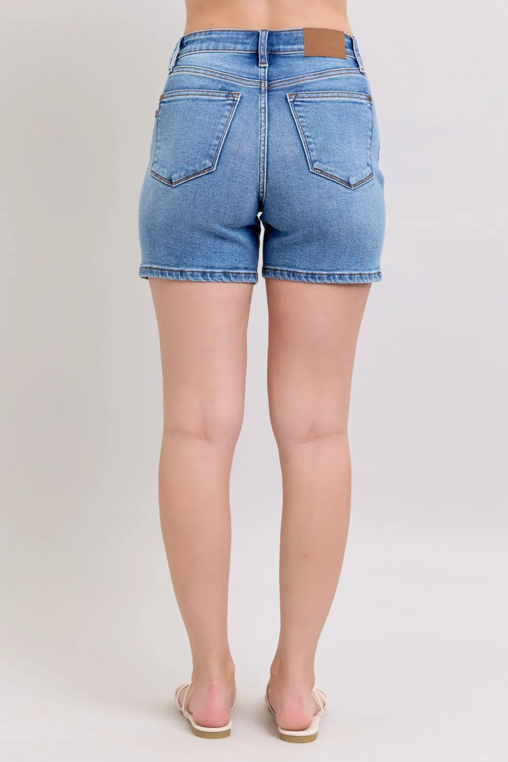 Judy Blue Full Size 2 Button Denim Shorts with Pockets Plus Size - cas7m