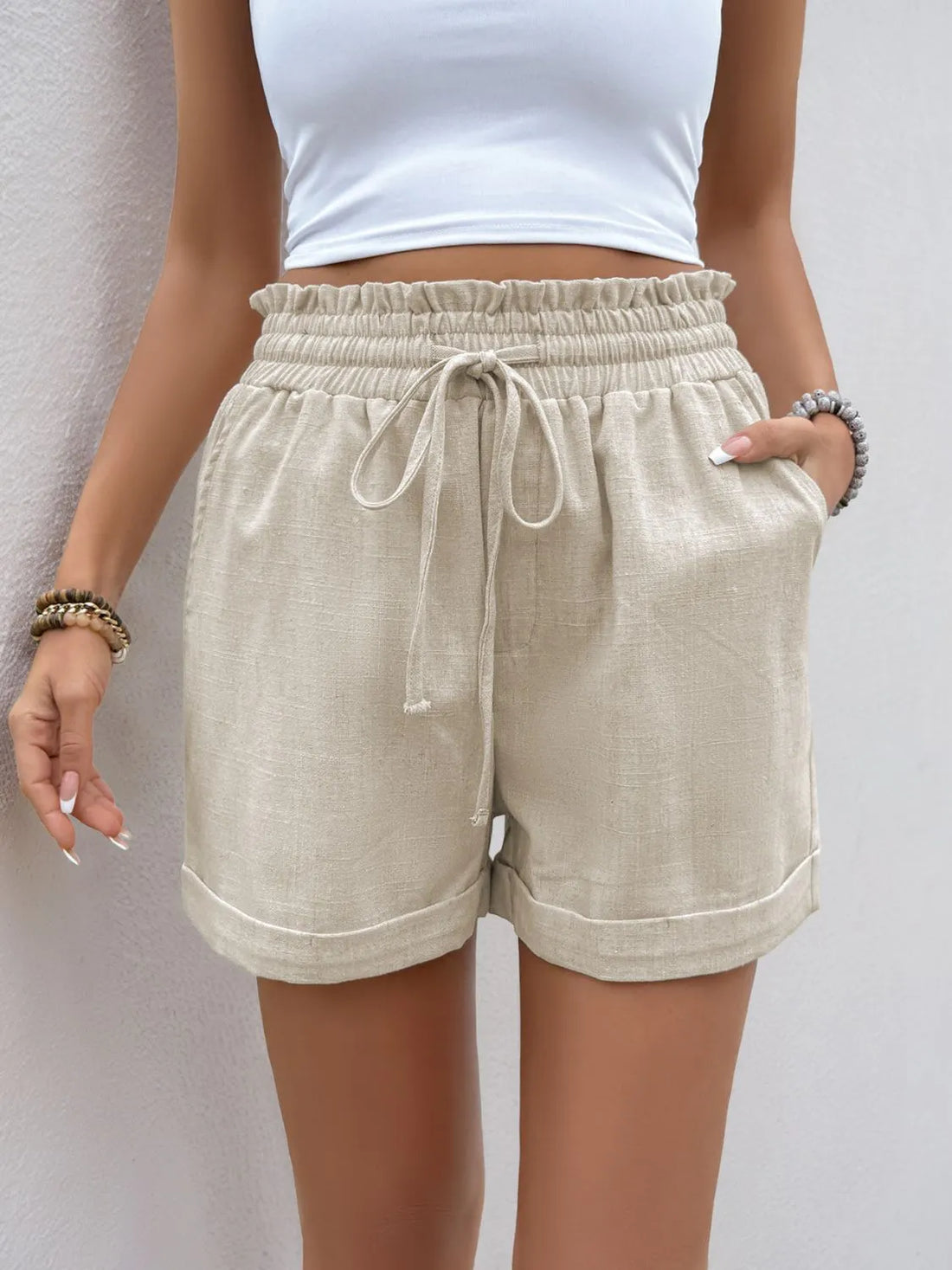 Frill Drawstring Shorts - cas7m