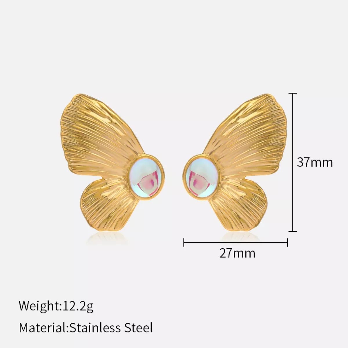 18K Gold-Plated  Butterfly Wing Earrings - cas7m