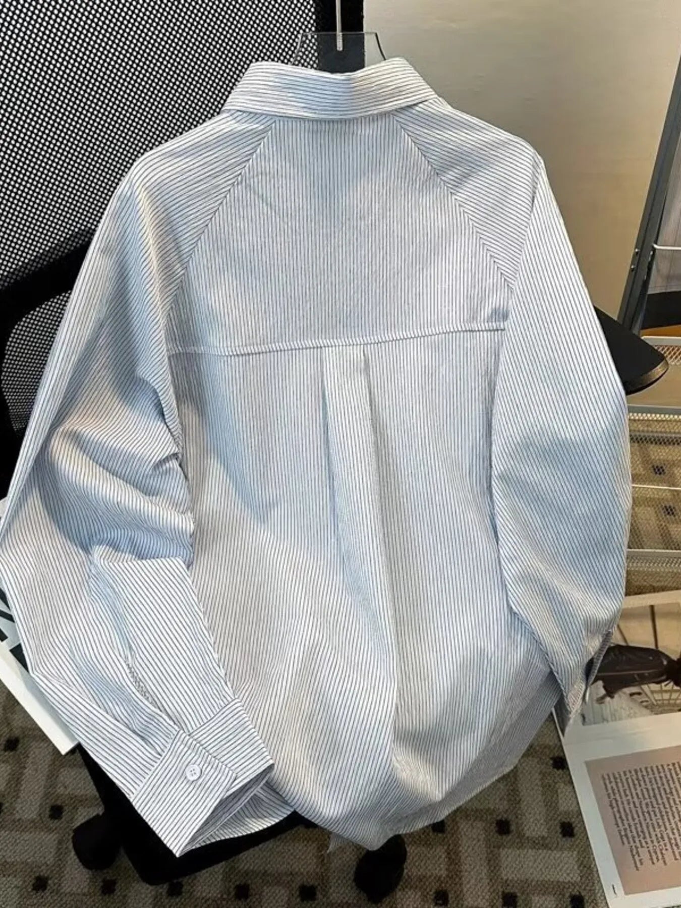 Men's Color Block Striped Long Sleeve Shirt - cas7m