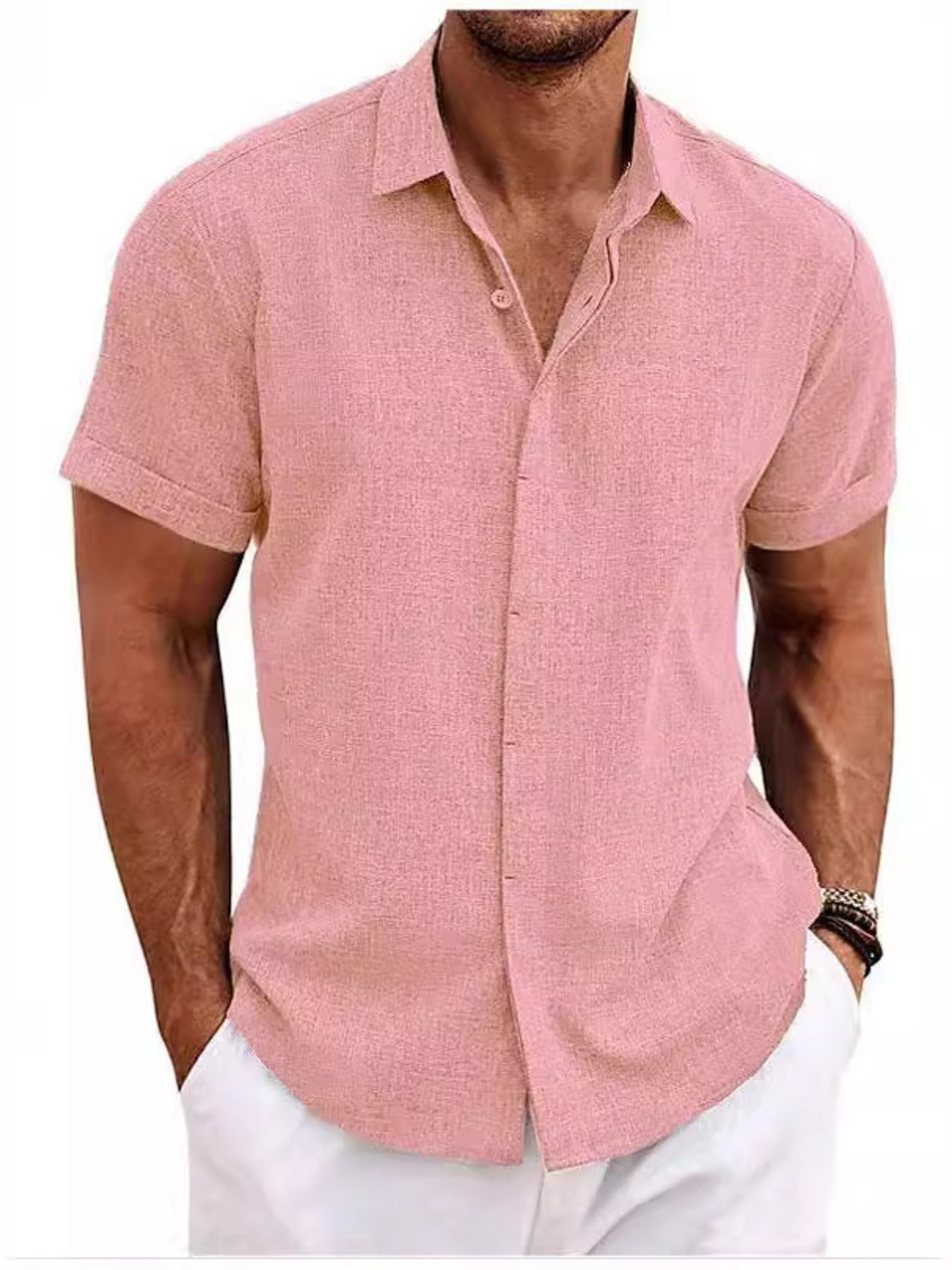 Men's Full Size Casual Short Sleeve Button-Down Shirt Plus Size - cas7m
