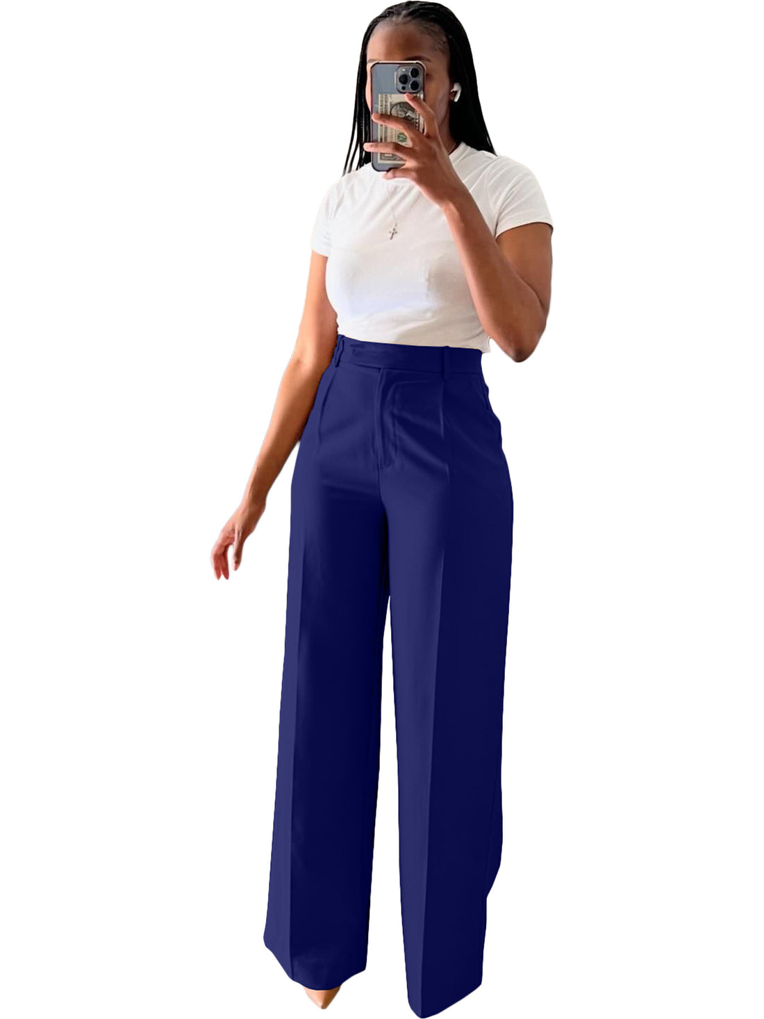 Women's High Waist Straight-leg Wide-leg Pants - cas7m
