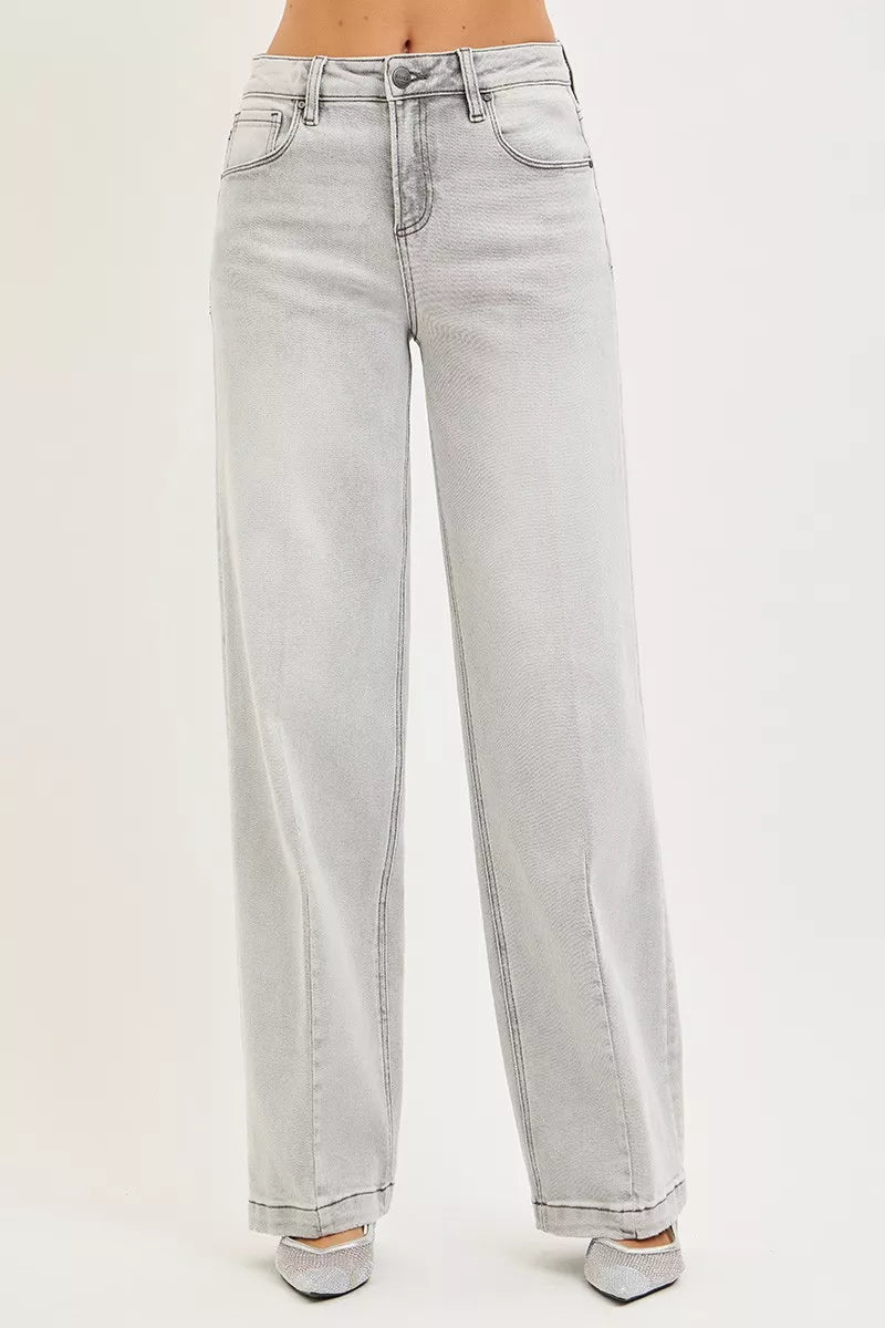 RISEN Slouchy Baggy Jeans with Contrast Stitching - cas7m