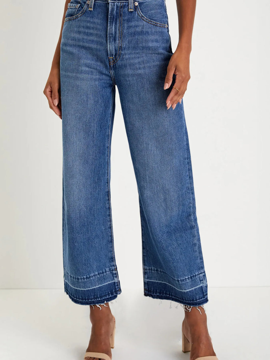 High Waist Wide Leg Washed Jeans - cas7m