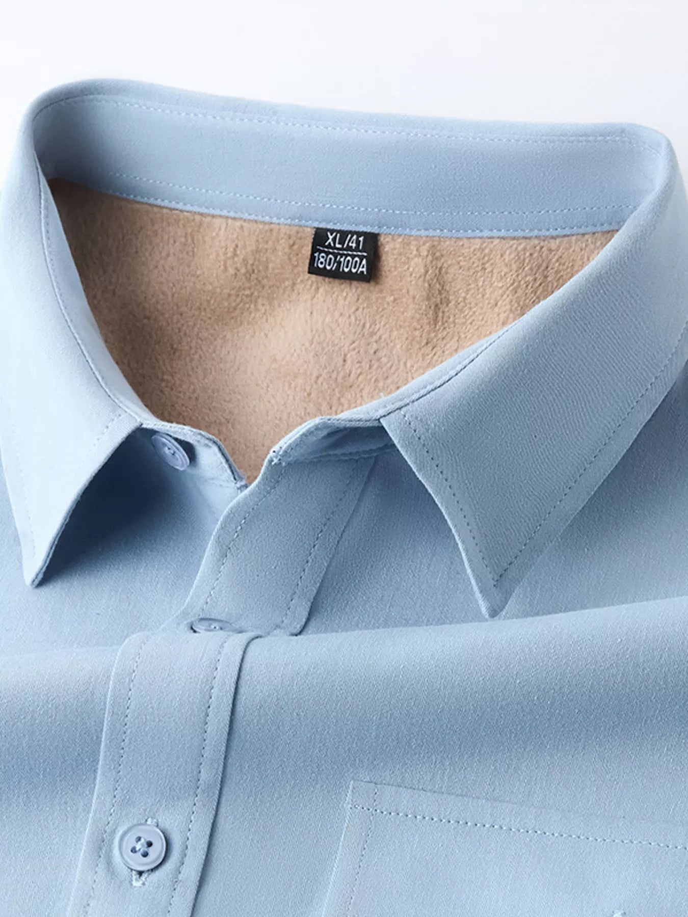 Men's Plus Size Button Up Long Sleeve Shirt - cas7m