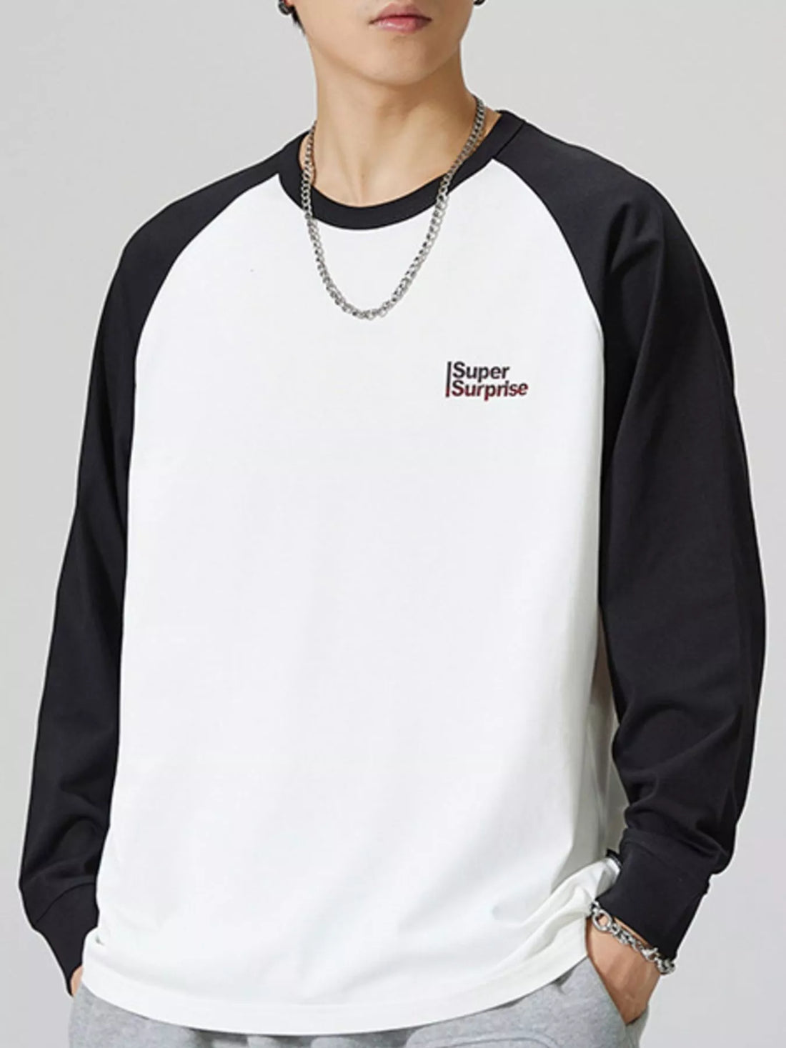 Men's Plus Size Round Neck Raglan Sleeve T-Shirt - cas7m