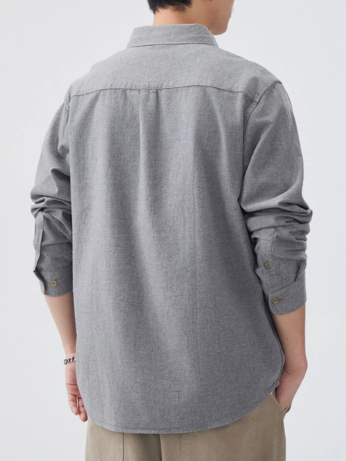 Men's Plus Size Button Up Long Sleeve Shirt - cas7m
