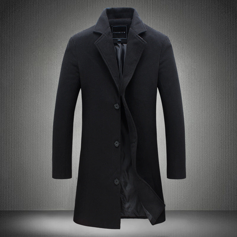 Autumn And Winter New Mens Solid Color Casual Business Woolen Coats - cas7m