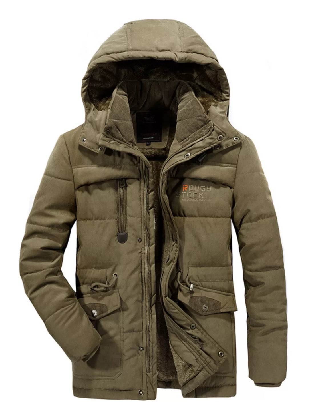 Men's Plus Size Hooded Zip Up Parka Coat - cas7m