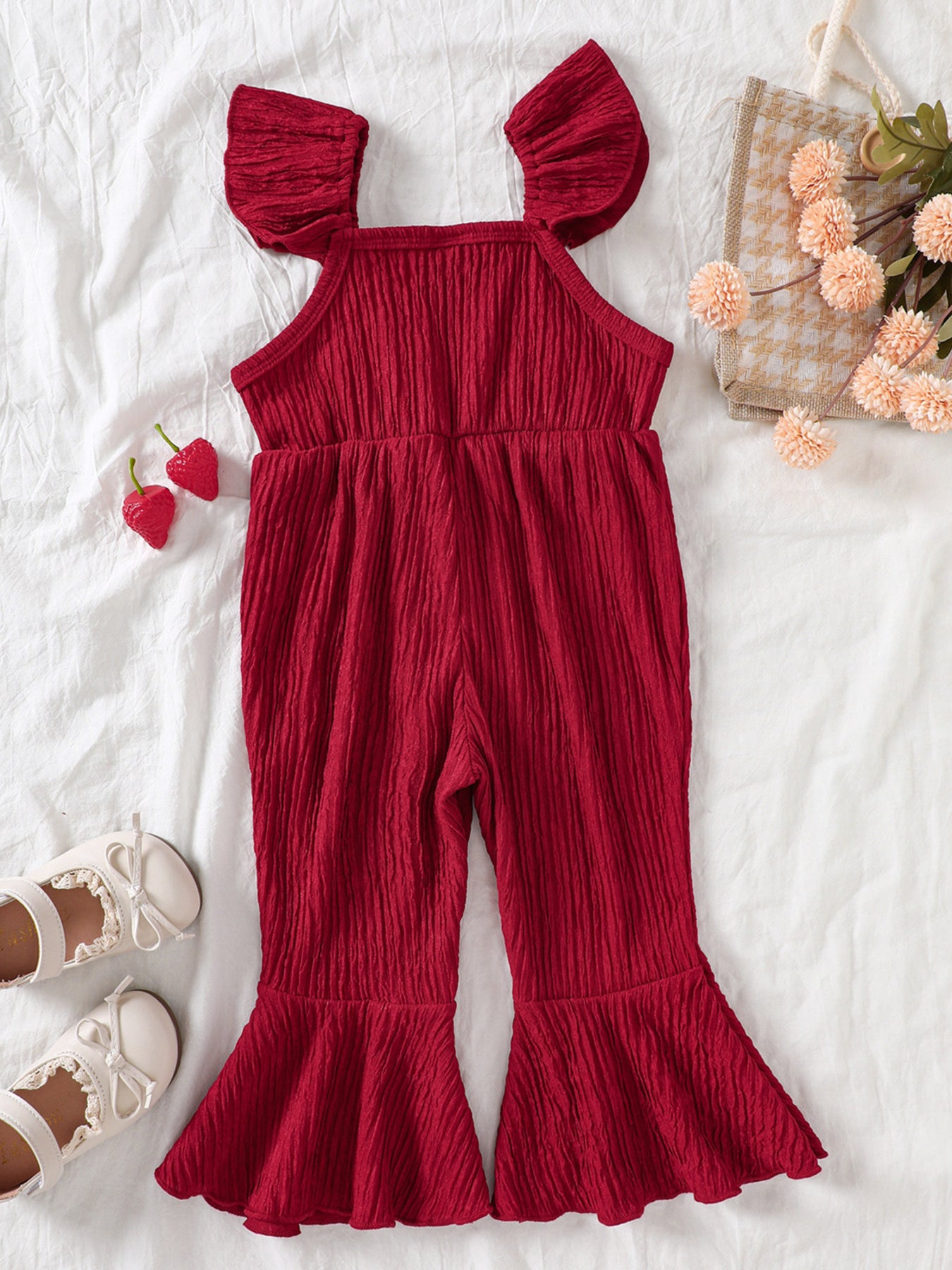 Children's Crochet Ruffle Trim Jumpsuit - cas7m