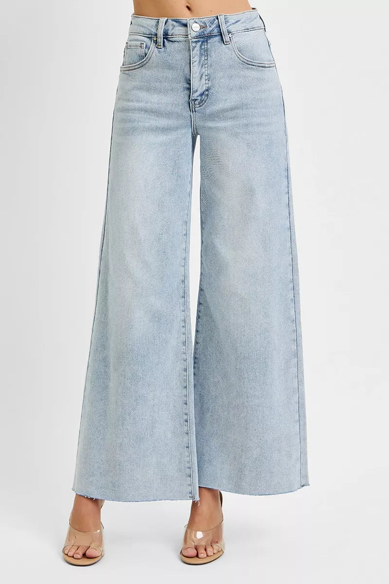 RISEN Full Size High Rise Ankle Wide Palazzo Jeans Plus Size - cas7m