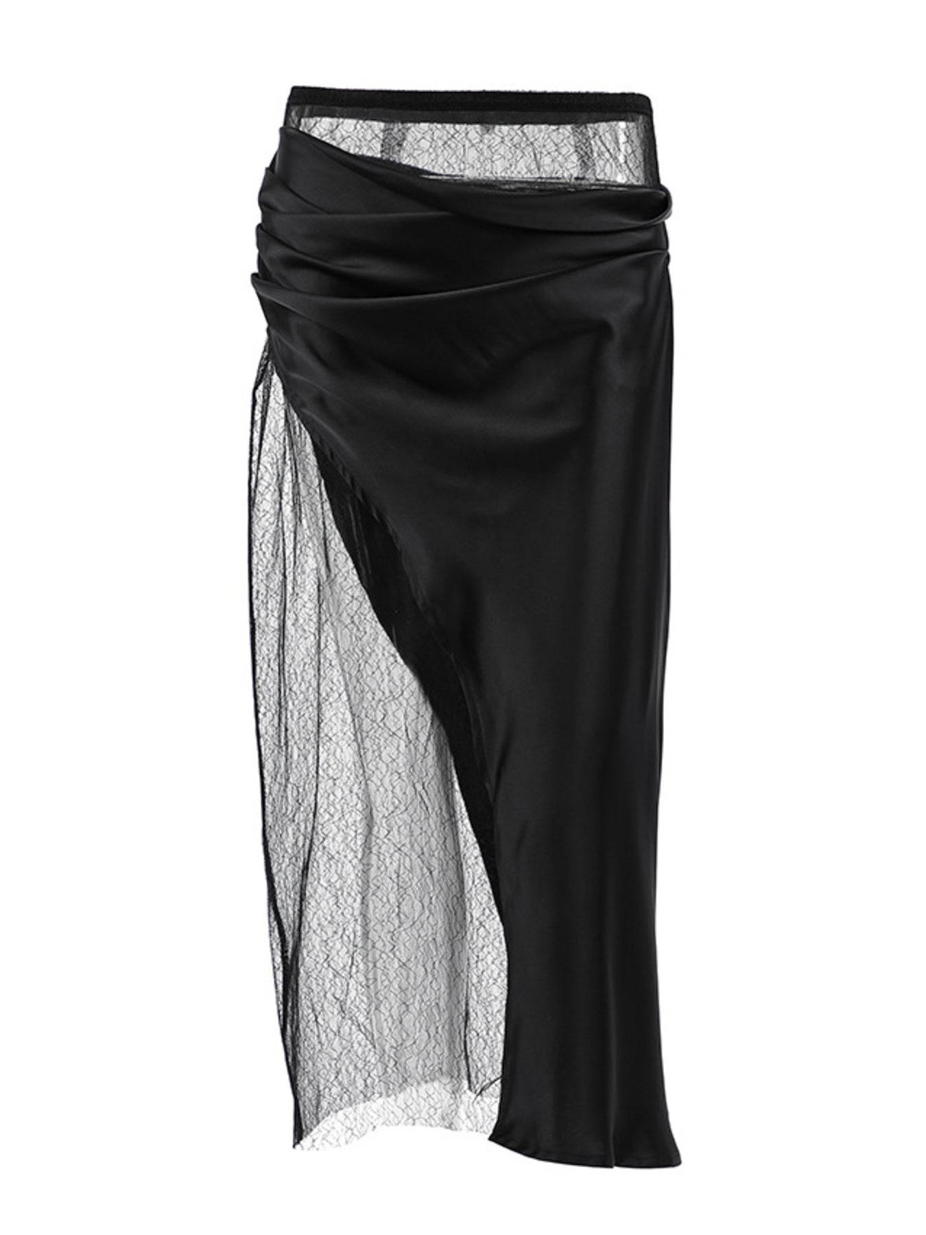Lace Panel Midi Skirt - cas7m