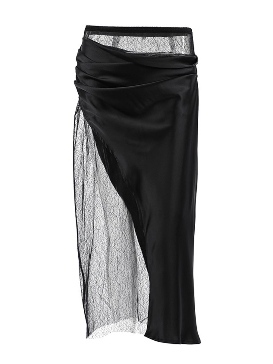 Lace Panel Midi Skirt - cas7m